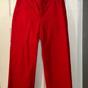 Red Guess wide legged crop Jeans